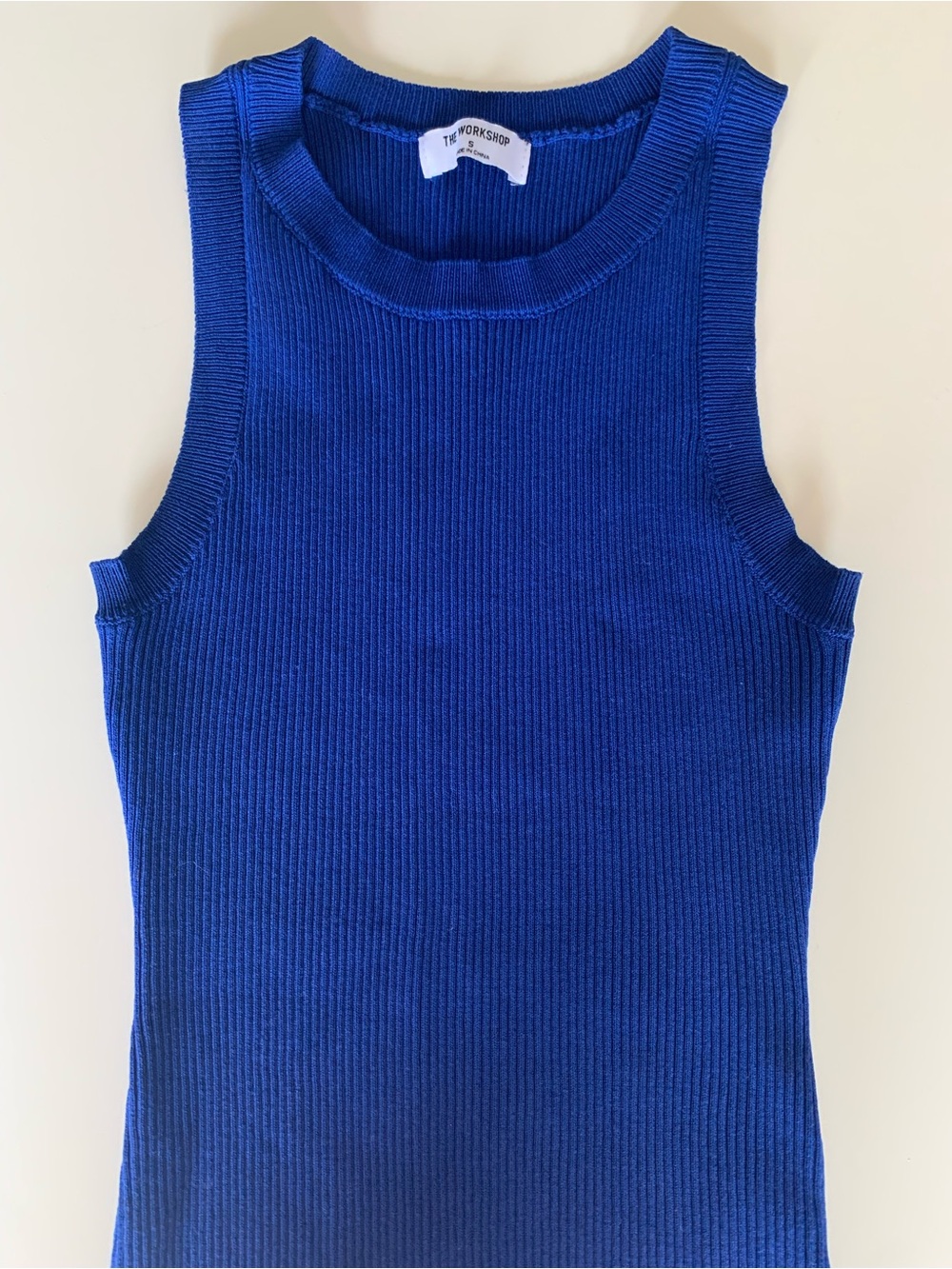 The Workshop Blue Ribbed Tank Top